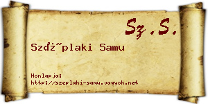 Széplaki Samu névjegykártya